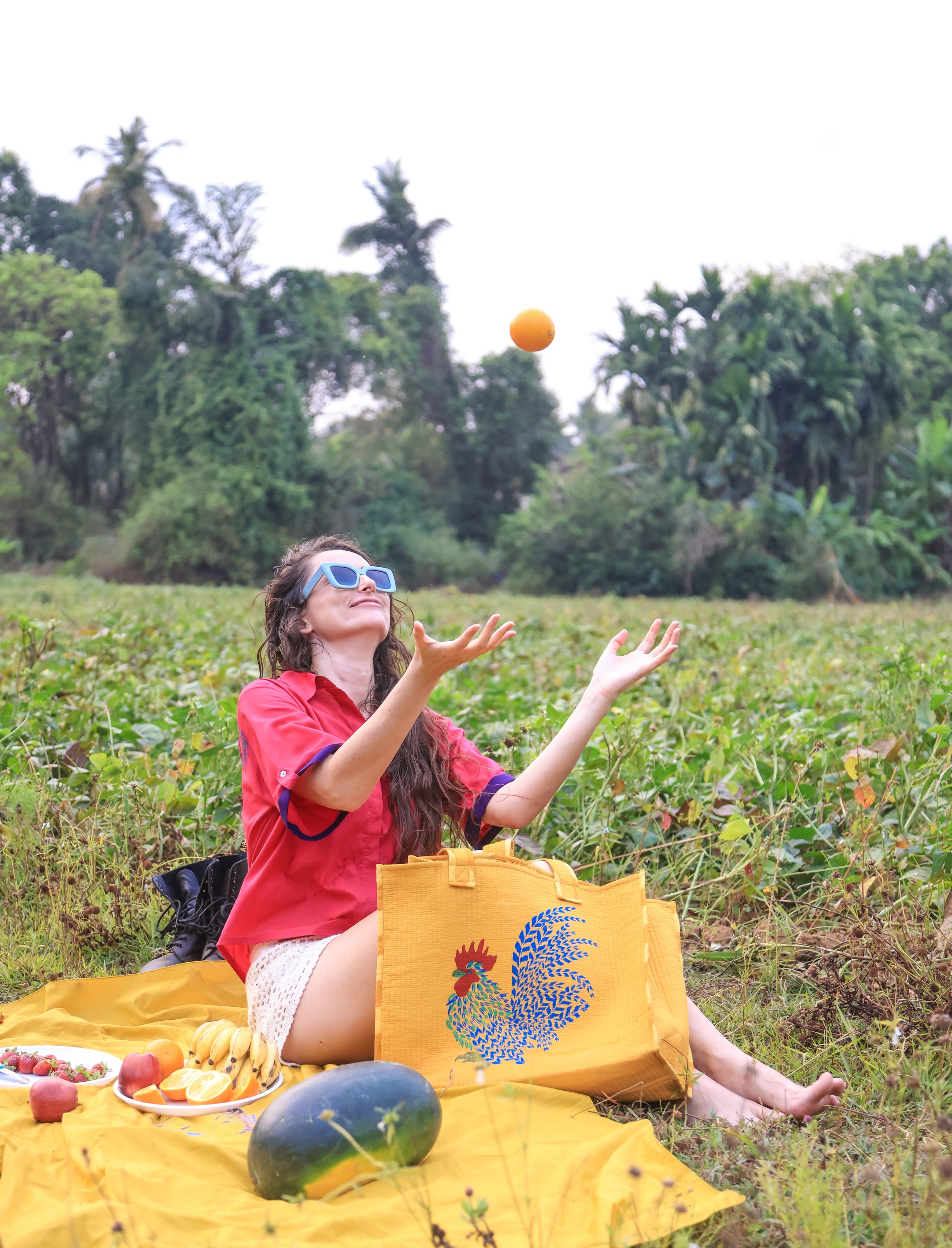 Feathered Flaire-Mustard Bag