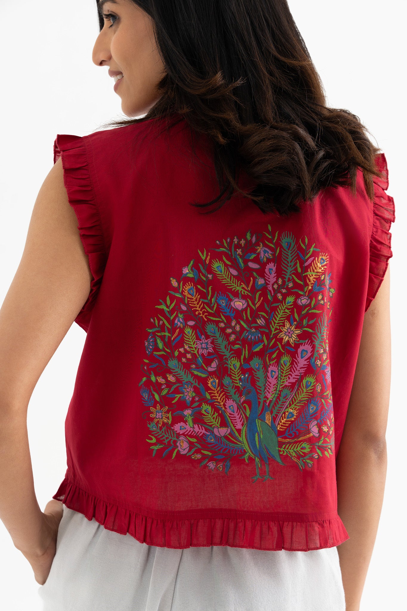 Peacock Bloom - Dark Red